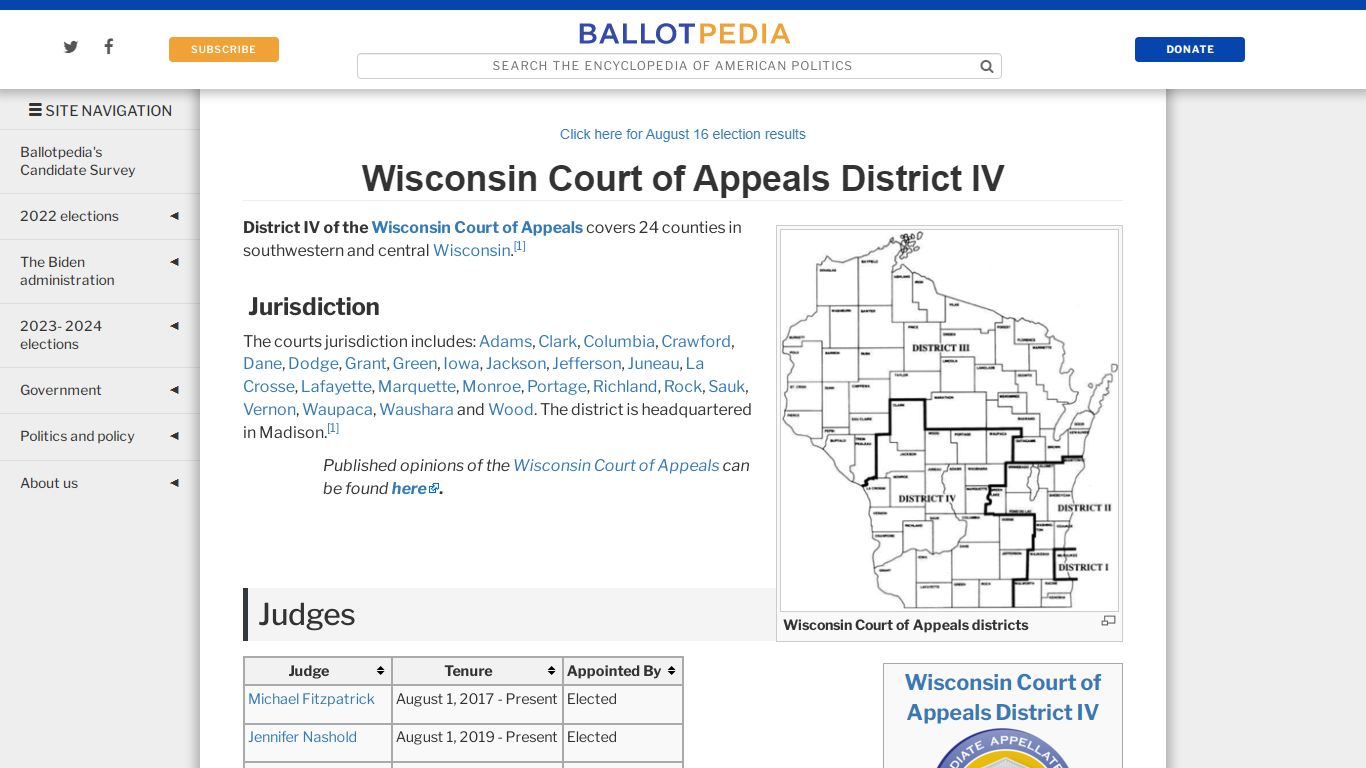 Wisconsin Court of Appeals District IV - Ballotpedia